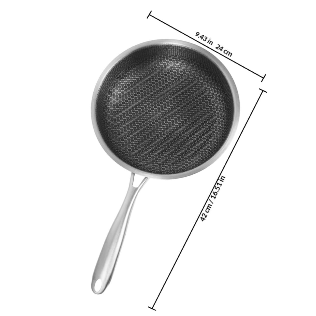 Ciieeo Padella per Frittata in Acciaio Inox 24 Cm a Nido D'ape Antiaderente, Padella per Uova e Bistecche Compatibile Induzione, Mini Casseruola Versatile per Cucina Quotidiana