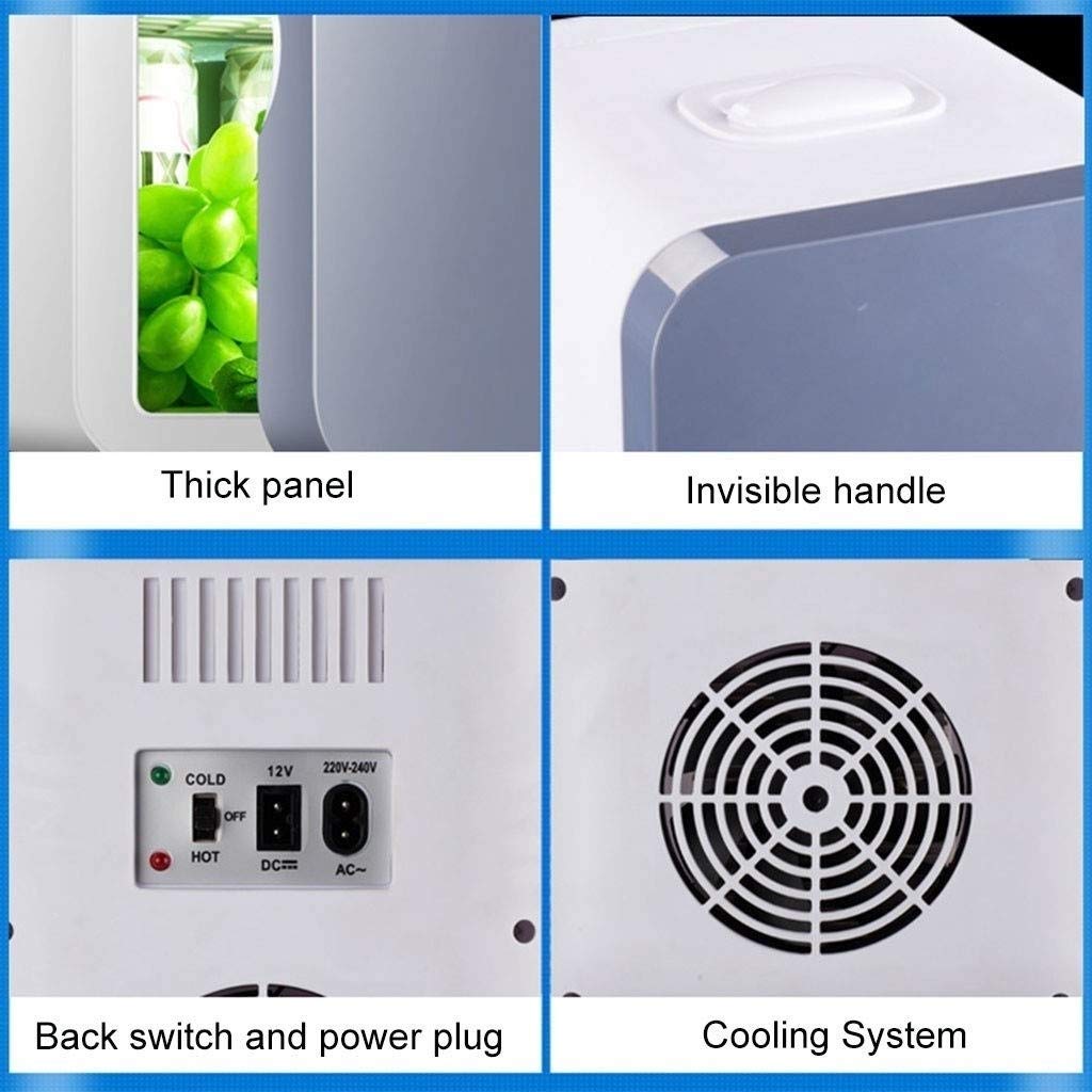 Frigo Portatile, Mini Frigorifero per Auto da 8L, 2 in 1 Congelatore per Macchina Elettrico Caldo E Freddo, 12/220 V per Campeggio, Viaggi, Picnic e Auto (Color : White)