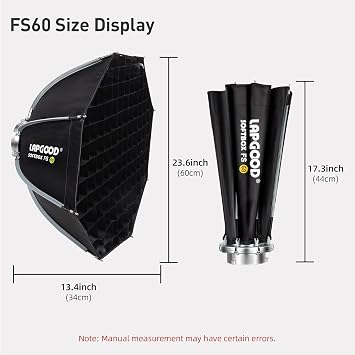 23.6/60cm Bowens Mount Softbox, S-Type Bracket Handheld Soft Box