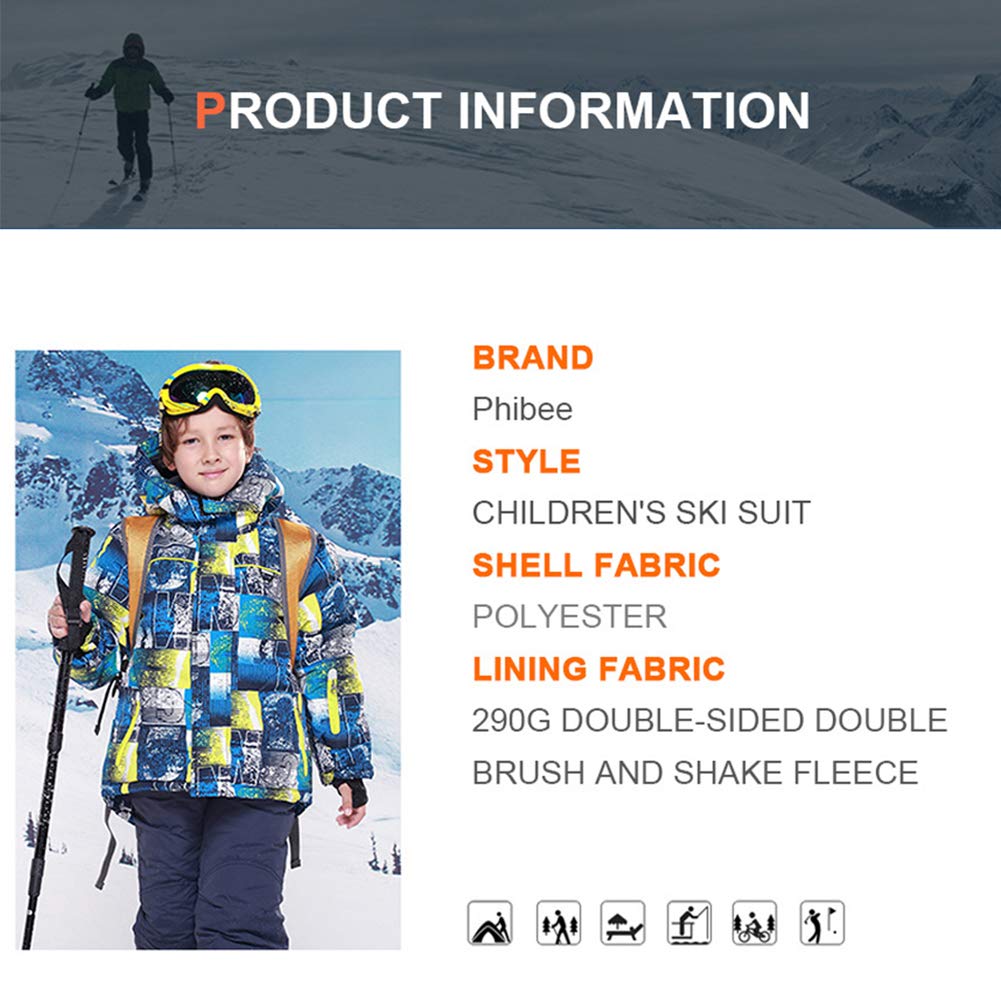 Jungen Skianzug 2 Teilig Skijacke + Skihose Kinder Mädchen Outdoor Warm Schneeanzug