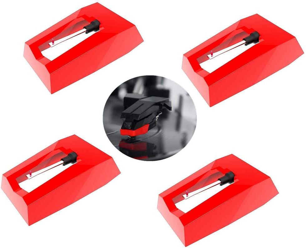 Record Player Needles 4 Pack, Suewio Turntable Diamond Replacement Stylus Needles for Vinyl Record Player, LP, Phonograph