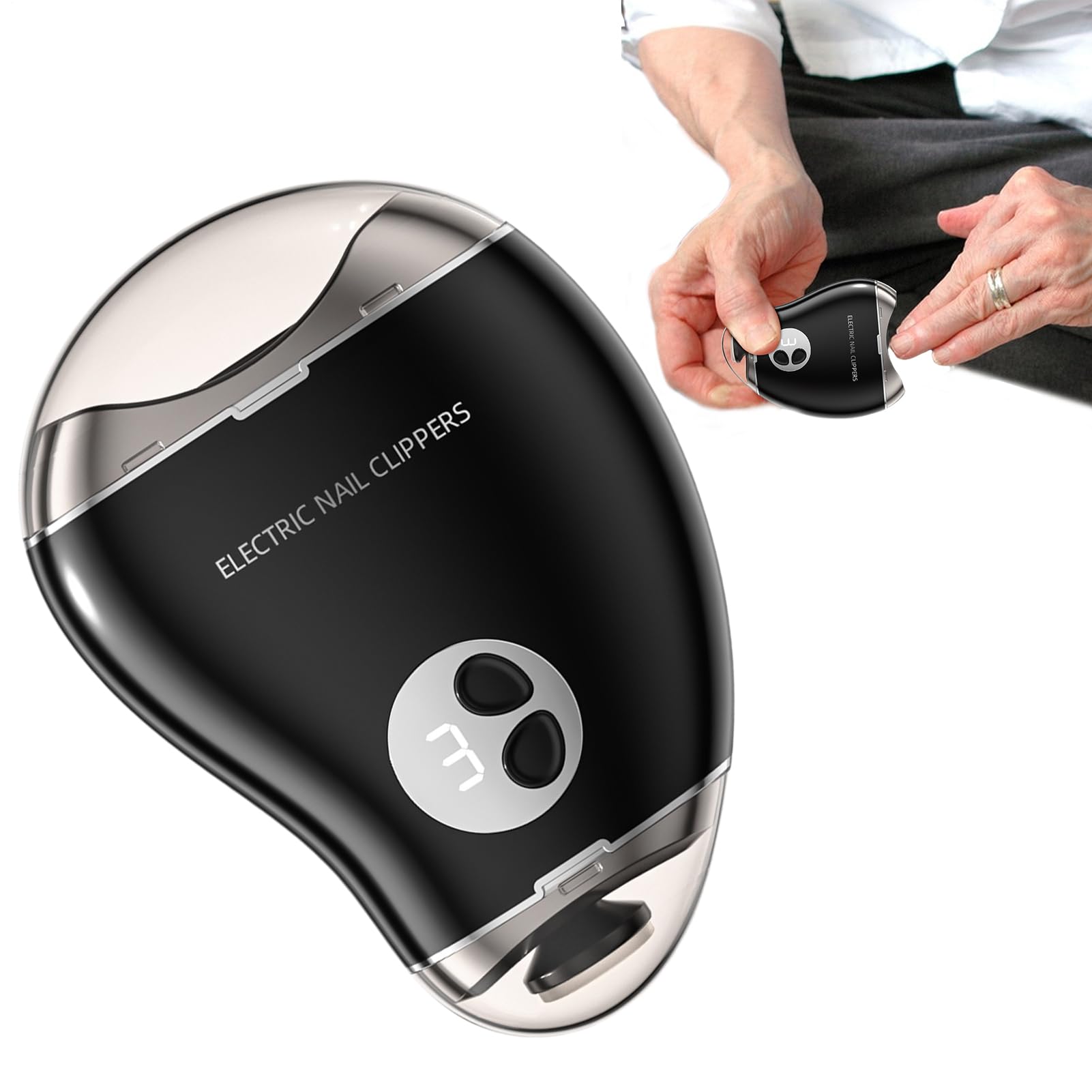 Electric Nail Grinder for People, Mango Shape Double-Head Nail Cutter, 3-Speed Safe Mango Shape Adults Electric Trimmer for Children