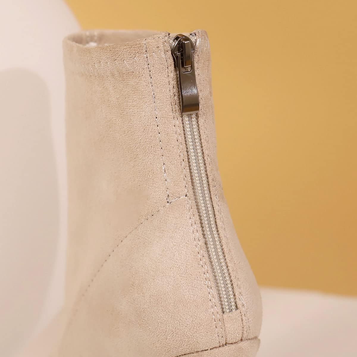 SHEMEE Women's Summer Peep Toe Stiletto High Heels Ankle Boots Faux Suede Open Toe Sandals Booties Shoes with Back Zipper - Image 5