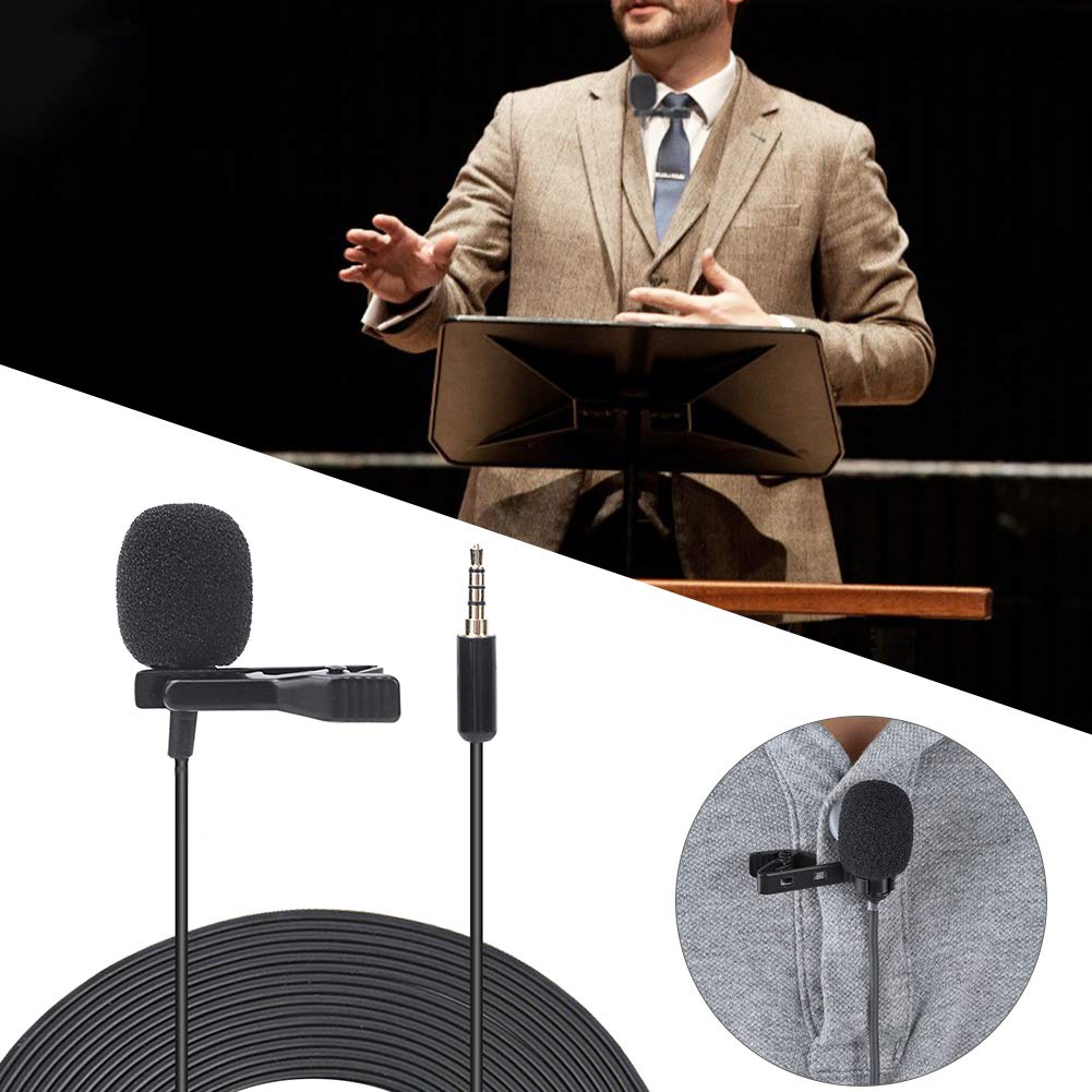 Micrófono de solapa, mini micrófono portátil con clip de collar Micrófono de grabación de entrevista para computadora de teléfono móvil