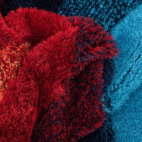 Image of Modern Soft 3D Shaggy Fur Carpets for Living Room Thick Fluffy Rugs for Bedroom, 6x6 Feet Square Multi Color