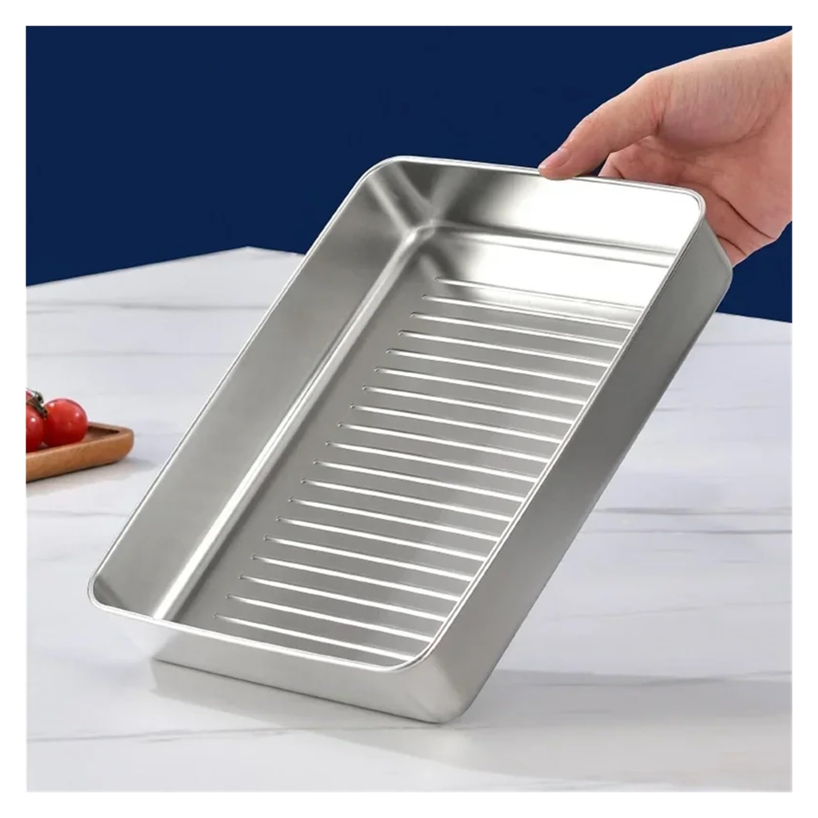Contenitori per Alimenti Vassoio for Alimenti in Acciaio Inossidabile 304, Contenitore for Alimenti freschi con Coperchio sigillato, Organizer for Alimenti congelati(1200ML)