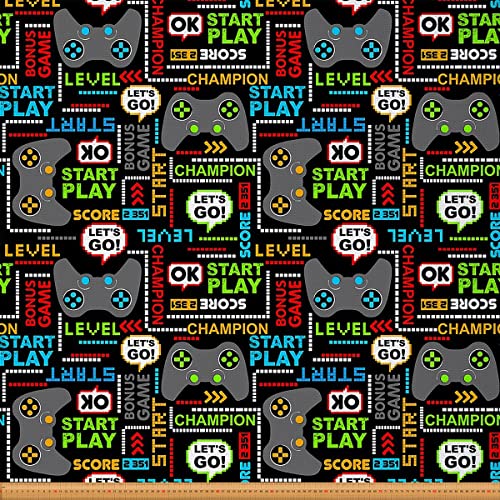 Erosebridal Boys Gaming Fabric by The Yard, Video Game Upholstery Fabric for Chairs for Adult Teens Kids DIY, Modern Gamer Decorative Fabric, Gamepad Waterproof Fabric, Colorful, 1 Yard