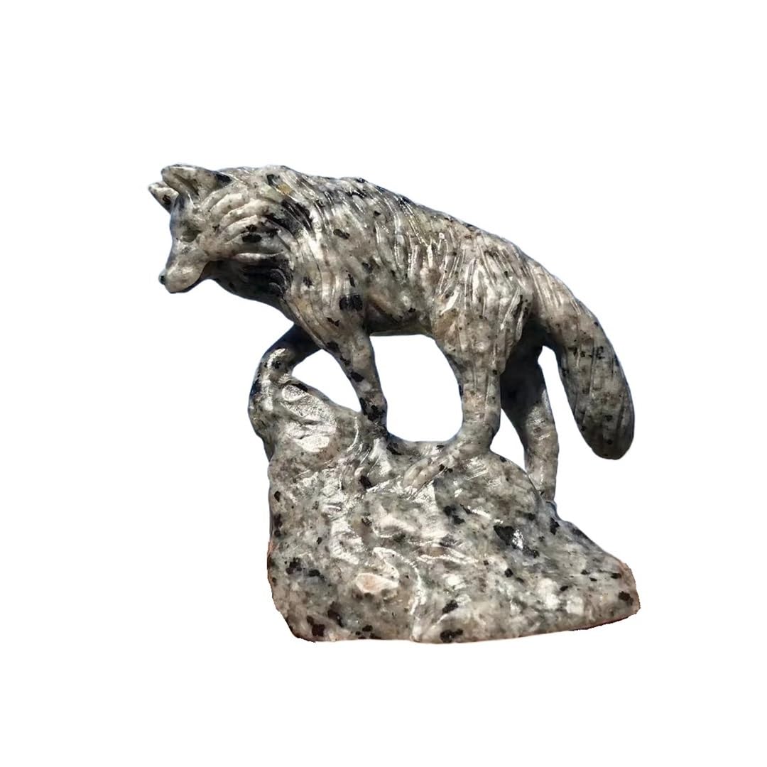 YLQUXEUV 1pcs 7.5cm Stone Wolf Hand-Carved Crystal Quartz Flame Stone