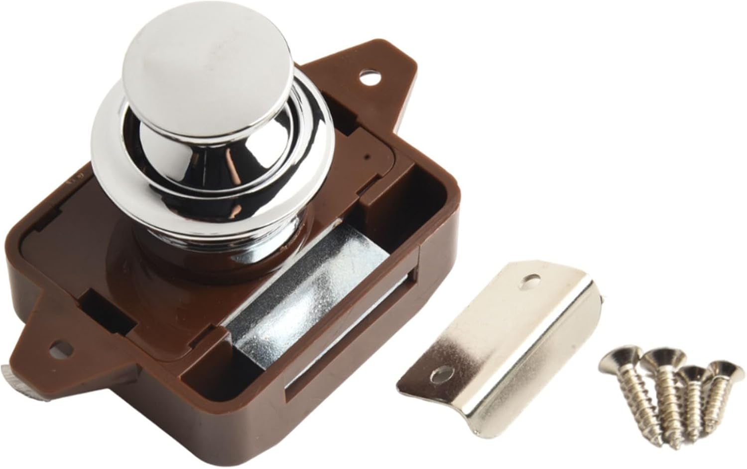 Push Button Catch Lock Zinc Alloy Cupboard Door Latch Boat RV Camper Cabinet, Brown Finish, Fit 15mm-18mm Door Thickness