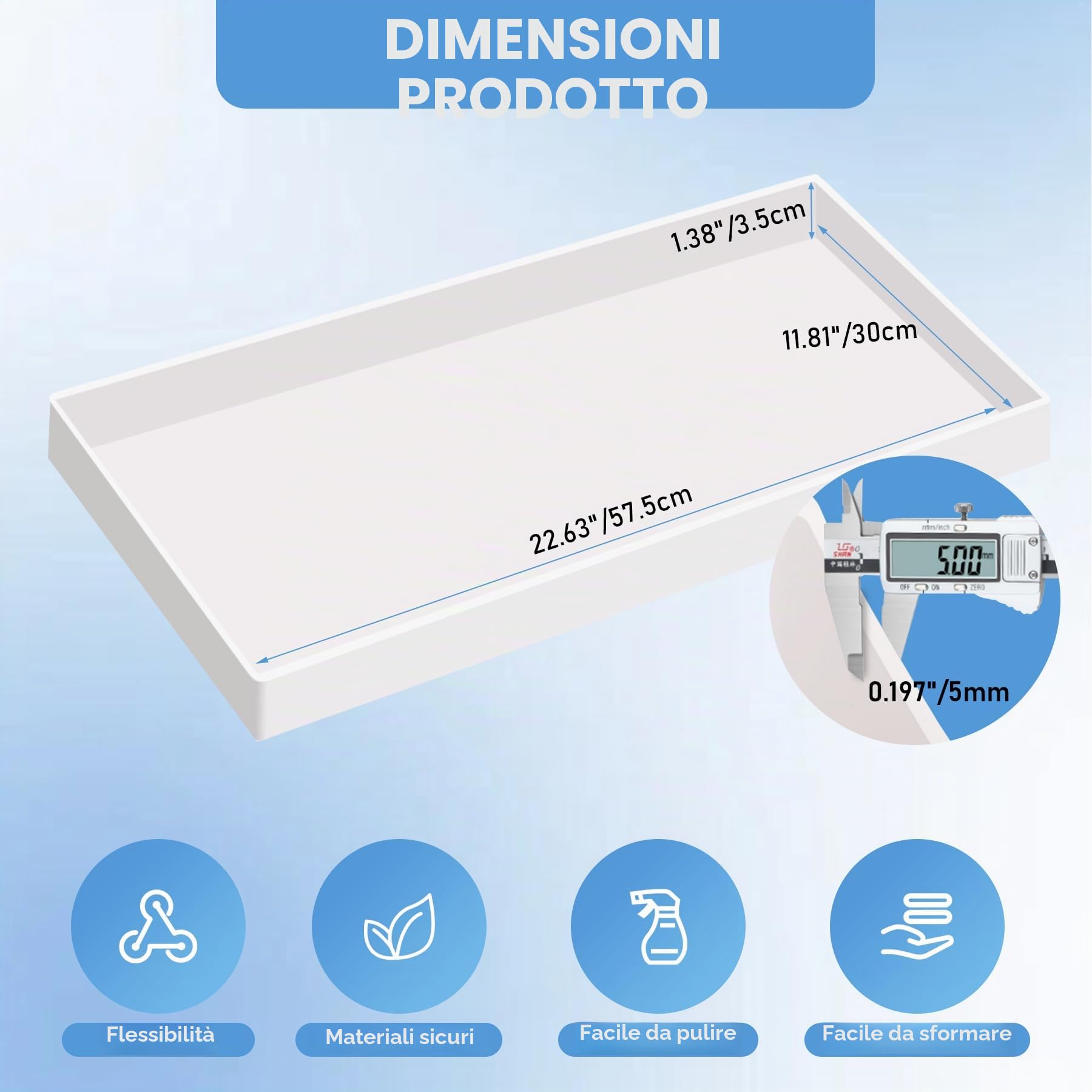 Stampo extra large in resina epossidica, 57,5 x 30 x 3,5 cm, riutilizzabile, per tavolo da fiume, tavolino, vassoi, taglieri, arte in resina fai da te