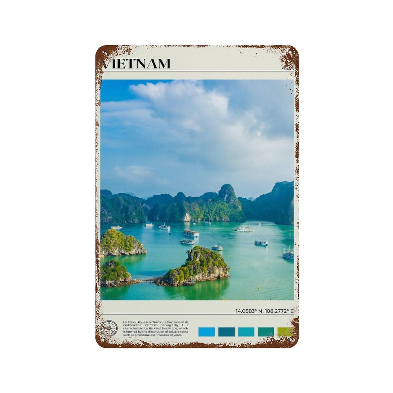 xiaoxiaoshen Real Photo Vietnam Decor Asia Wall Decor Art Metal Tin Poster Modern Home Decor Art Home Bar Shop Decorations Vintage Sign 30x20cm