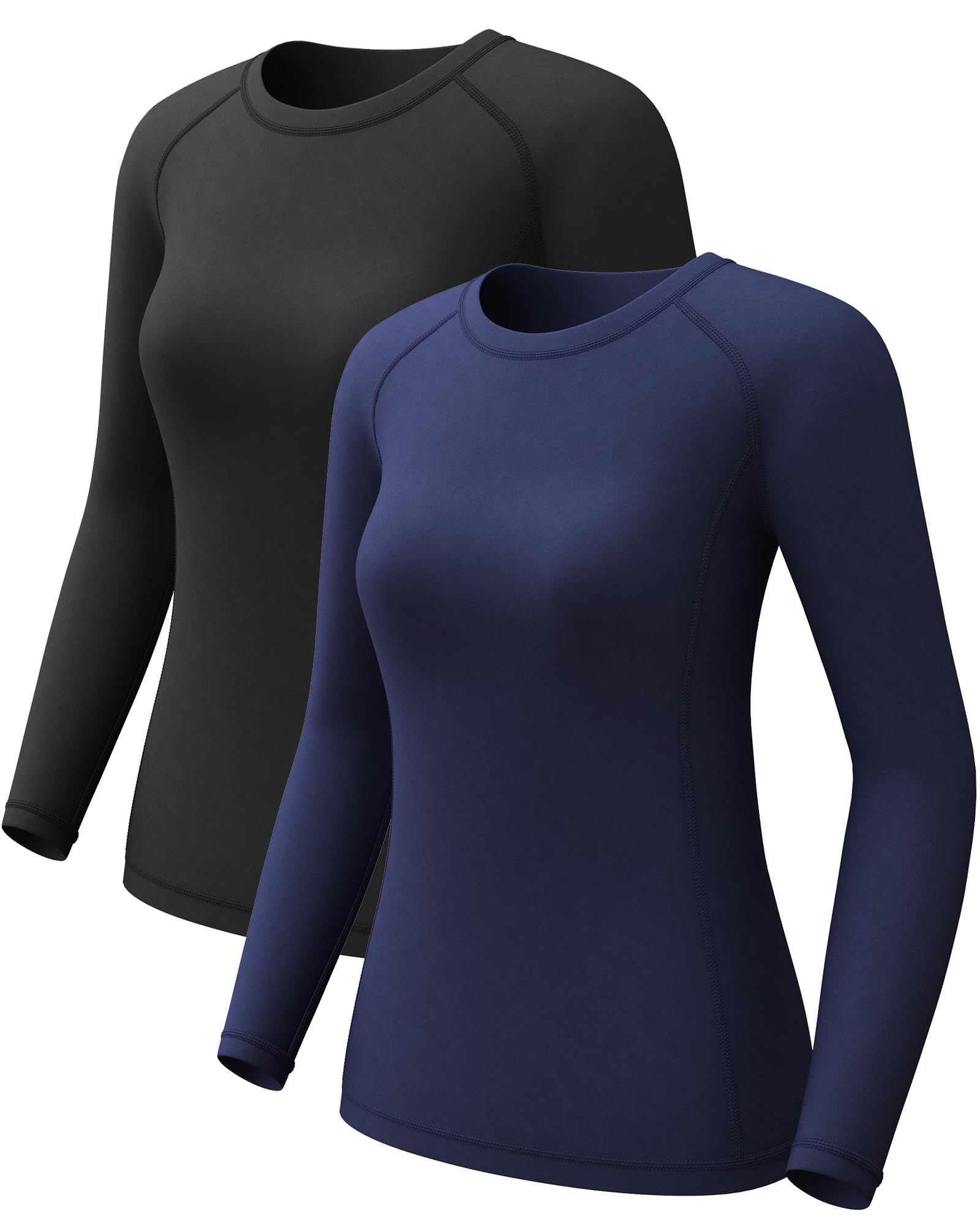 Photo 1 of  Women's Long Sleeve Compression Shirts, Cool Dry Workout Athletic Tops Sun Protection Cooling Shirts for Yoga Running Hiking Gym BlackBlue Large only piece 