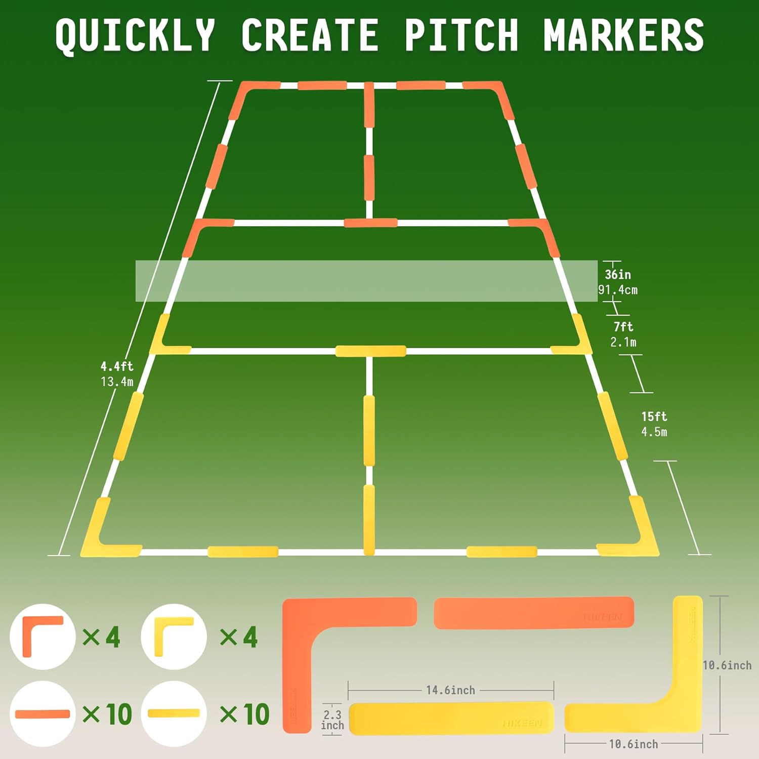 Hikeen Court Lines Marker Kit Anti-Slip and Wind-Resistant Throw Down Markers 28pcsr 84pcs, Pickleball Net Court for Outdoor Indoor Court