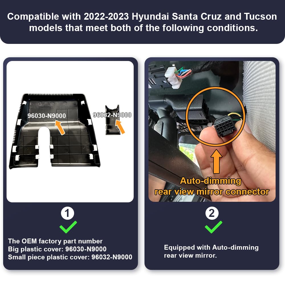 Fitcamx Dashcam Adatto per Hyundai Santa Cruz e Tucson 2022-2026, OEM 4K Car Camera, 2160P UHD Video WiFi, Loop Recording, G-Sensor, WDR Dash Cam, Plug & Play, con 64 GB Card