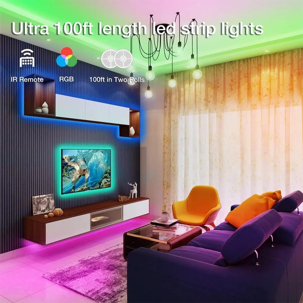 Luces De Cinta Con Mando Y Enchufe Tiras De Luces Led Recortables Control Remoto Por Infrarrojos De 44 Teclas Para Tiras De Luces LED Múltiples Modos De Cambio Dinámico(15 meters 270 lamp IP20)