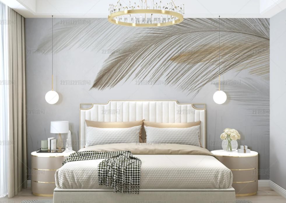 Papier peint intissé feuilles de plante revêtement mural haut de gamme chambre