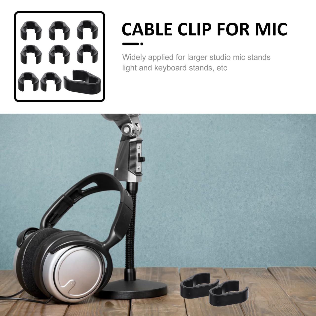 Amosfun Lot De 10 Clips De Câble Pour Micro Flexible Et Durable Accessoires De Fixation Pour Pied De Microphone Organisateur Pratique Pour Studios Scènes Et Enregistrements