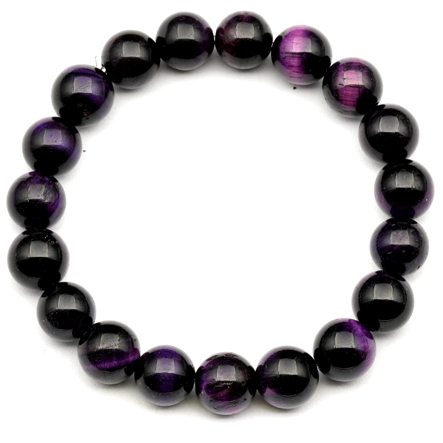 Natürliches lila Tigerauge Perlen dehnbares Armband, echter Kristall, Löwe, Edelstein elastisch, 8mm Perlen, Modeschmuck, Heilung