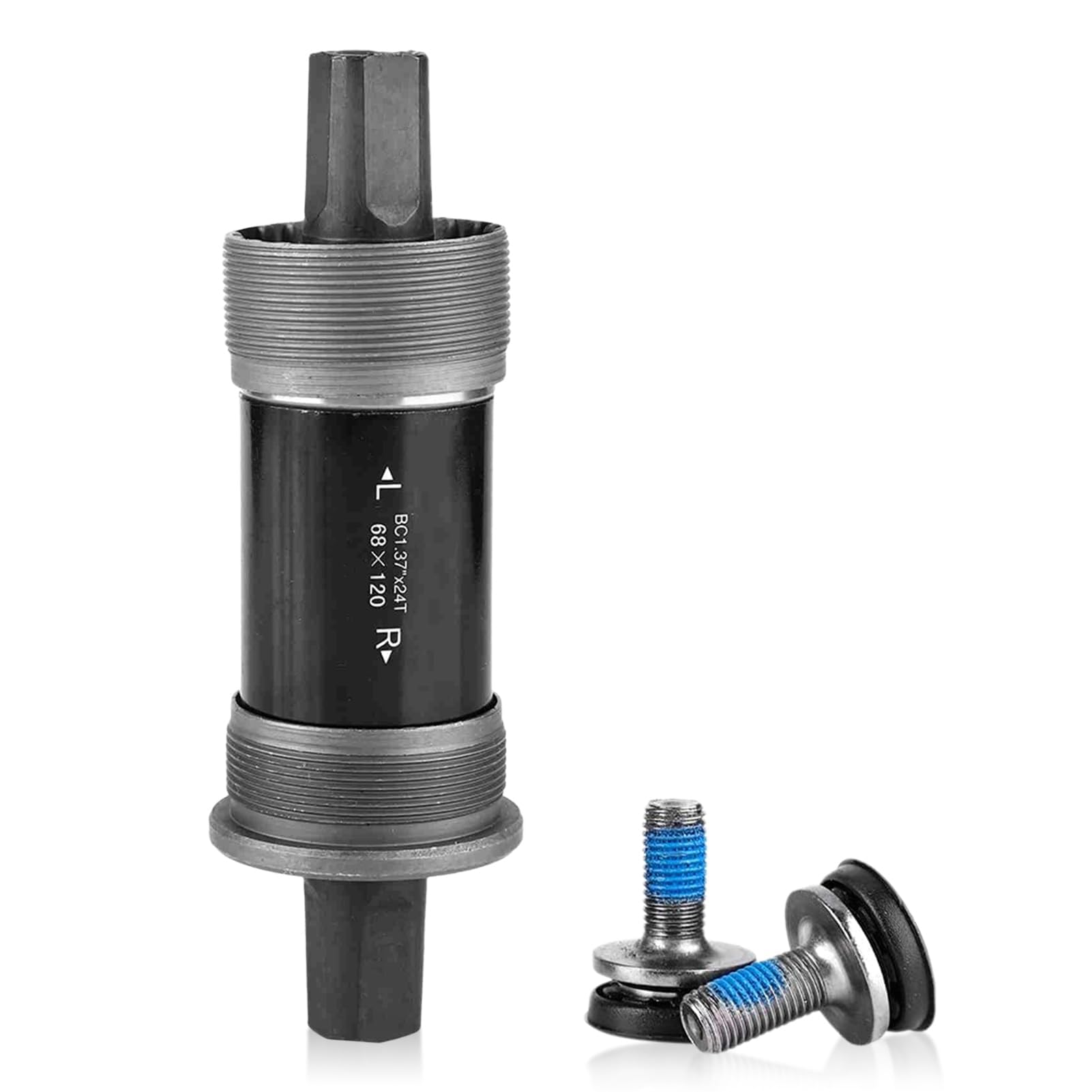 equlup 5 Size Square Taper Bottom Bracket, Bike Bottom Bracket Square Hole Crank Axis 68x118/120/122.5/124.5/127.5mm Sealed Bearings Bike Parts for Square Tapered Spindle Crank (68X120L)