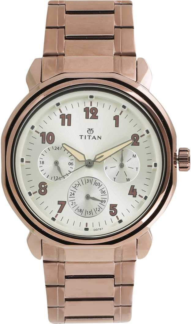 Titan Quartz Multifunction Beige Dial Stainless Steel Strap Watch for Men-NM1753QM02 (B07D3B6FS7) Amazon Price History, Amazon Price Tracker