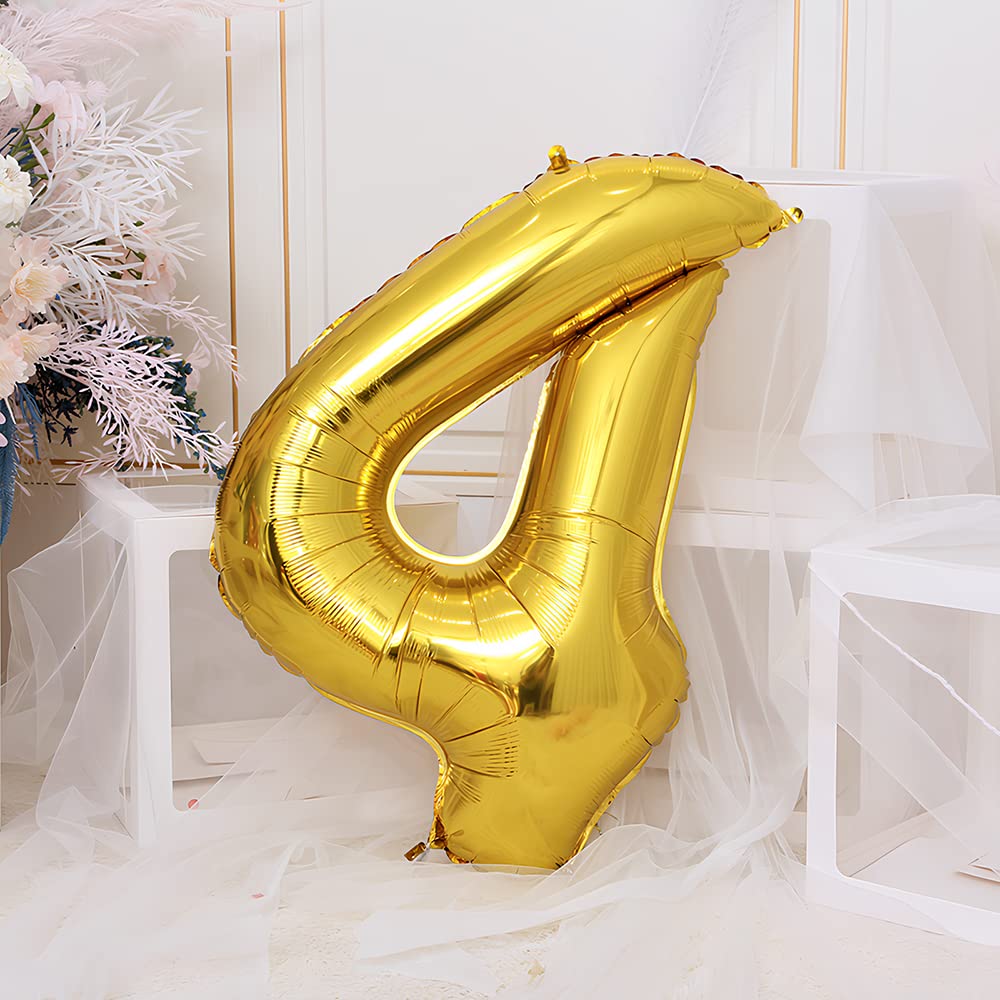Le ballon Foil Ponmoo Numéro 4 Doré, un accent festif pour vos événements.