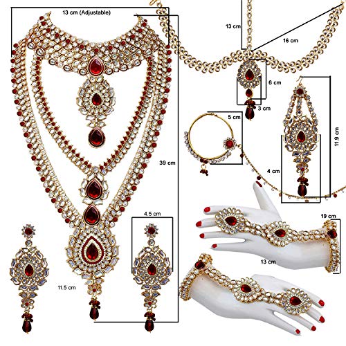 Image of Lucky Jewellery Designer Gold Plated Dulhan Bridal Jewelry Set 8 Pcs. for Girls & Women (3600-WZK-PARENT)