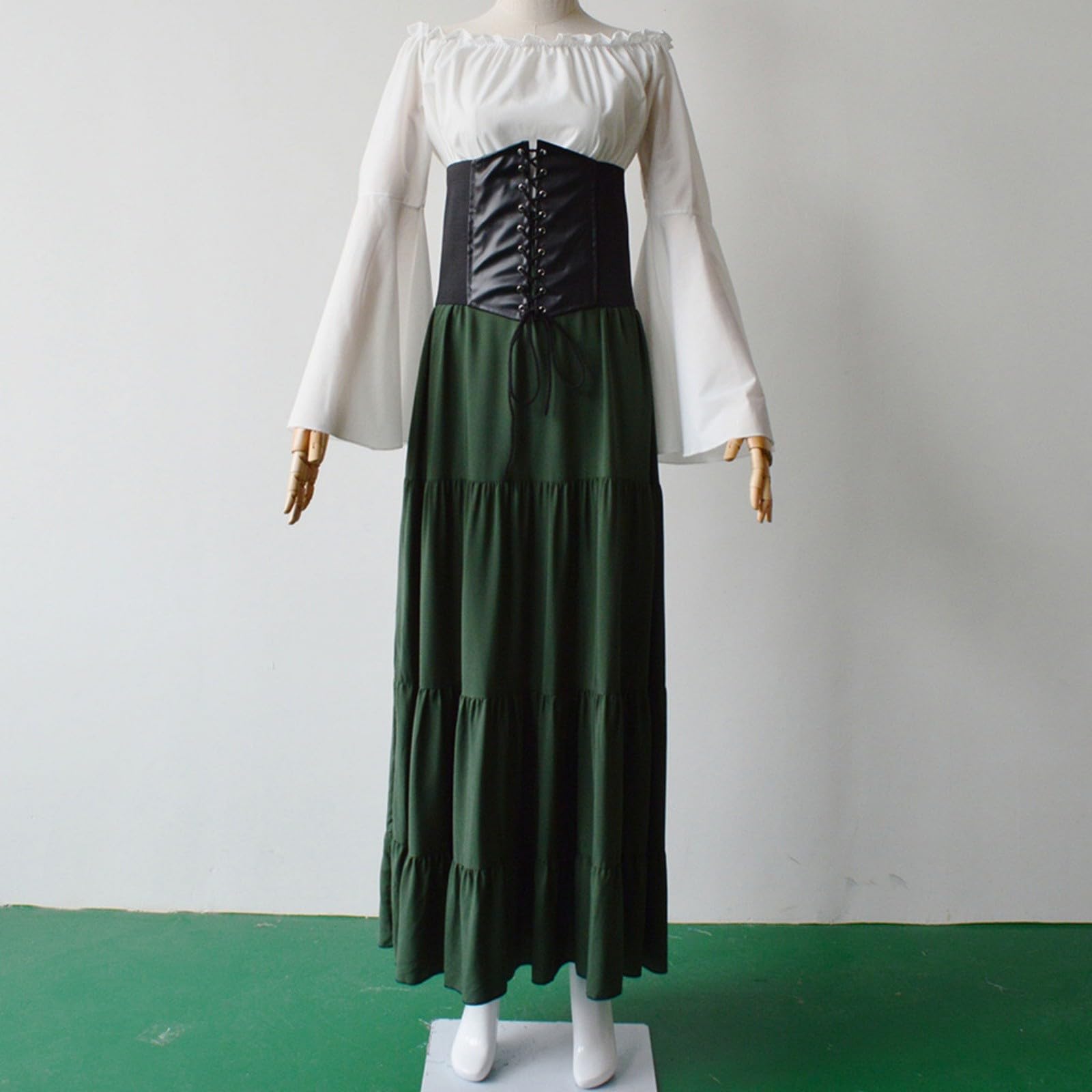 Traje de verano con corsé y cinturón, falda medieval para Halloween, elegante e informal