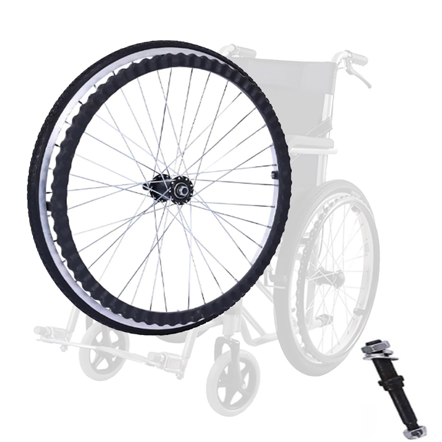 24 Pulgadas Ruedas para Sillas de Ruedas, Resistente Al Desgaste Prueba de Pinchazos Repuesto de Rueda para Silla de Ruedas para Minusvalidos(Black,24in-2PCS)