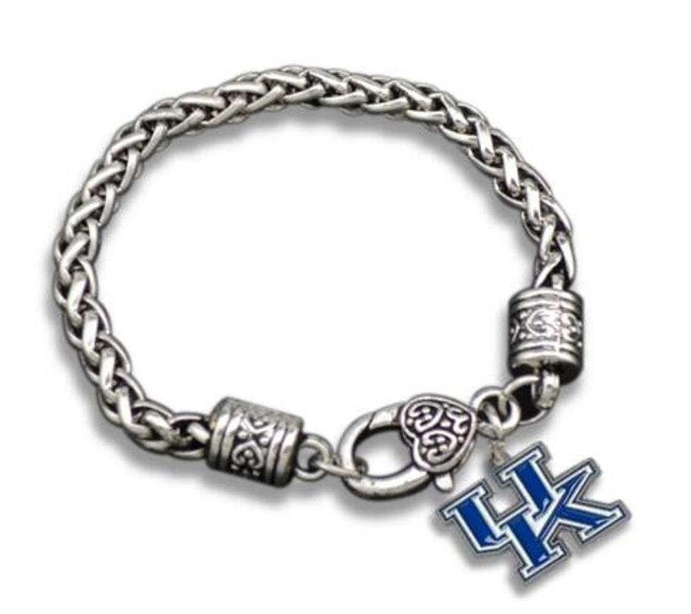 Kentucky Wildcats Silver Toned UK Logo Charm Bracelet