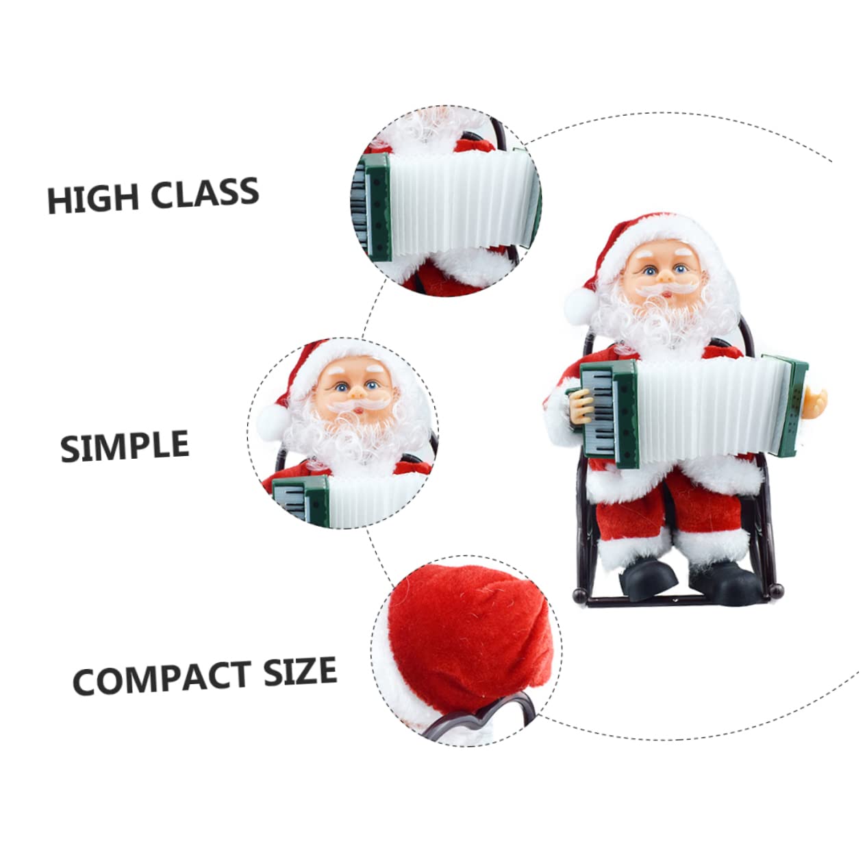 Alipis Papá Noel Mecedora Musical Eléctrica Juguete Navideño Decoración De Fiesta De Navidad