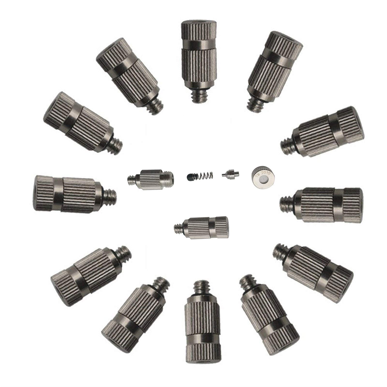 SOHNVWTGD Misting Nozzle Kit for Cooling System 40pcs Stainless Steel Mister Nozzles High Pressure 3/16" Threaded, Garden Water Mister, Fog Nozzles, Antidrip Fogging Spray Head (Size : 0.3mm)