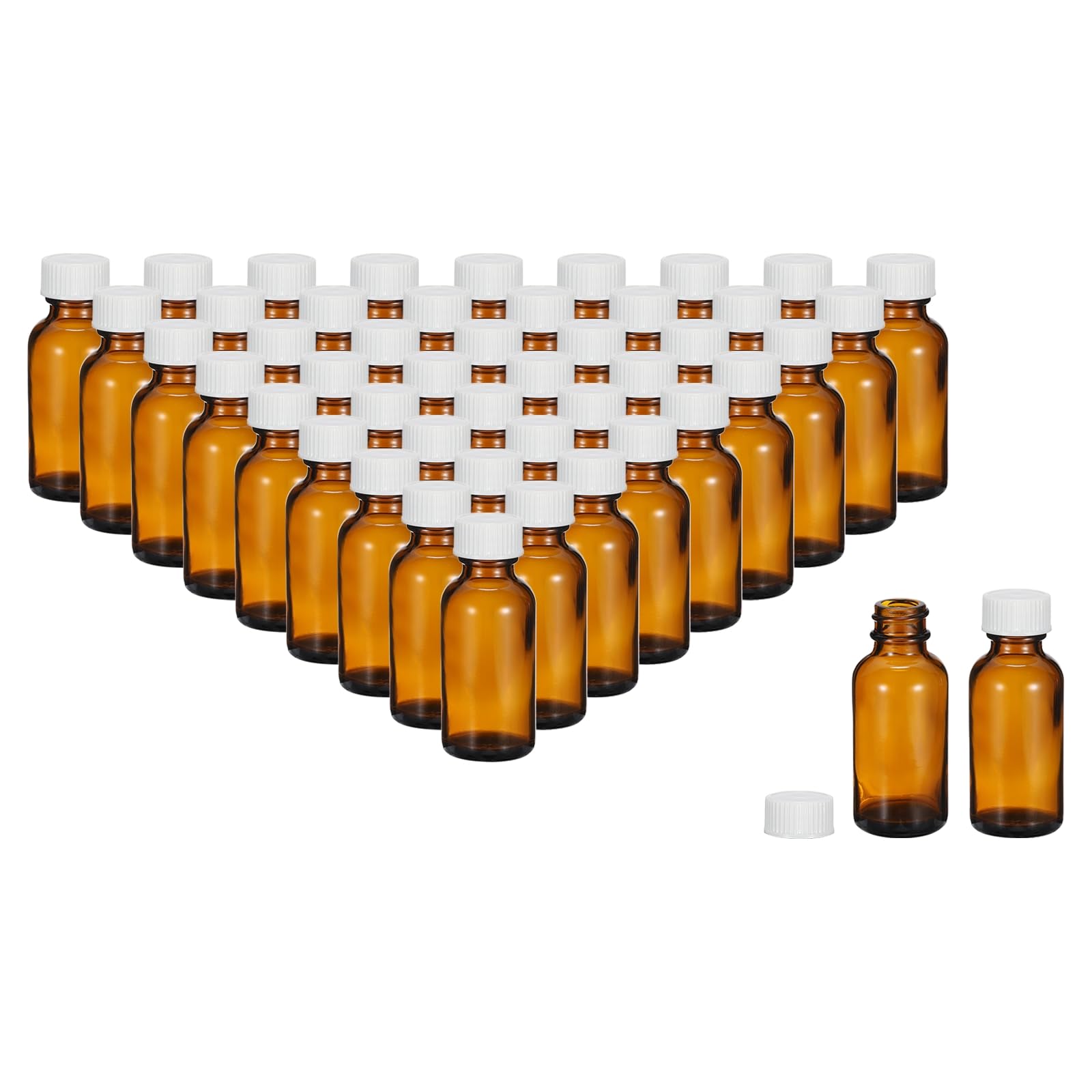 PATIKIL Frasco De Vidrio De Muestra De 1 Onza (30ml), 48 Piezas Frasco Redondo Con Tapa Cónica Blanca Para Líquidos Reactivos, Aceites Esenciales, Perfume, Ámbar