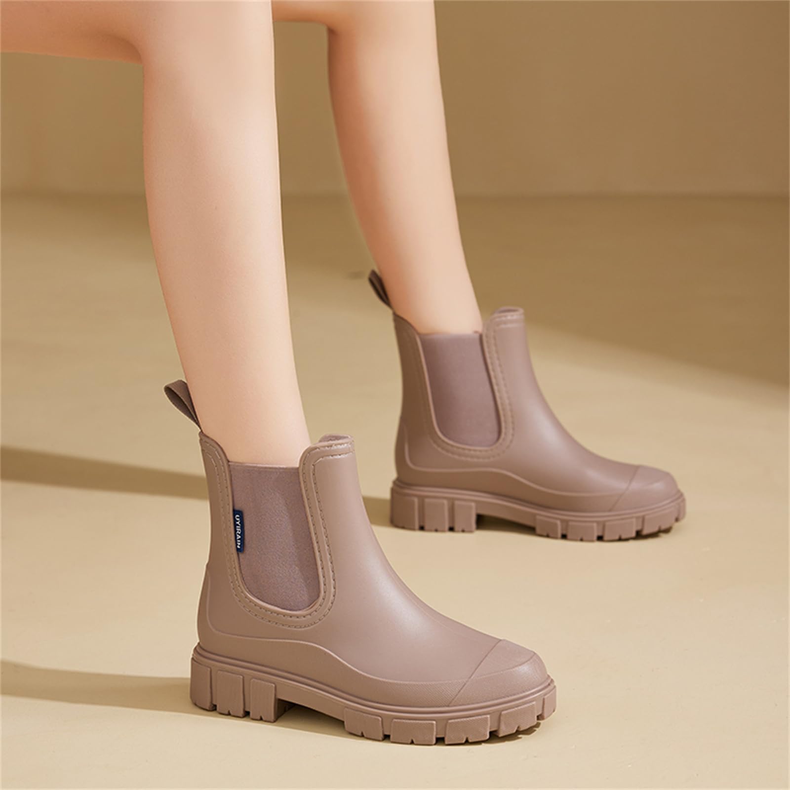 AONEGOLD Lluvia Botines Impermeables Botas Mujer Antideslizante Tobillo Boots Botines de Caucho Moda Jardín Trabajo
