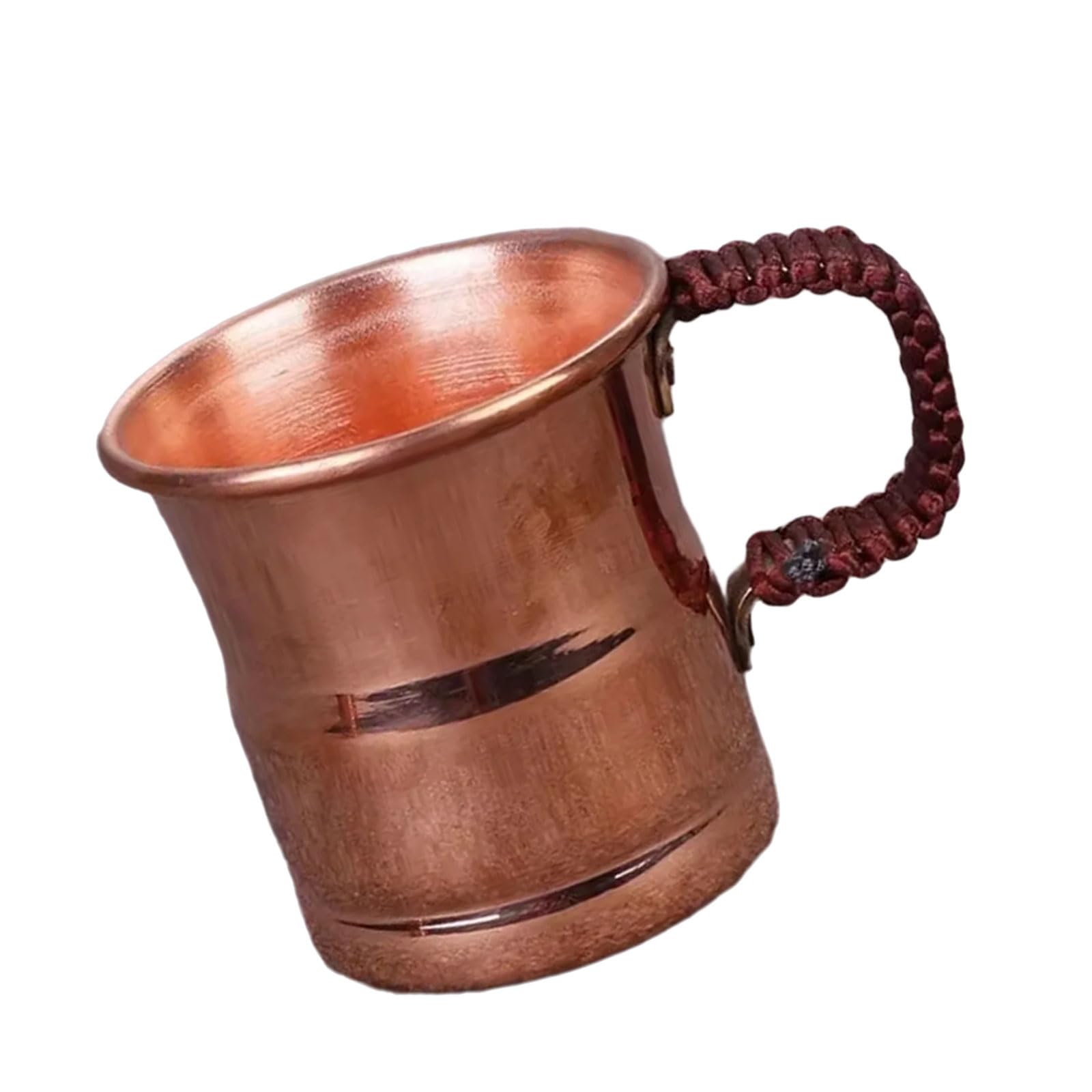 XuQiZZpp Multipurpose Copper Cup Braided Handle for Milk Juices Resistant Comfortable Grip Drinkware
