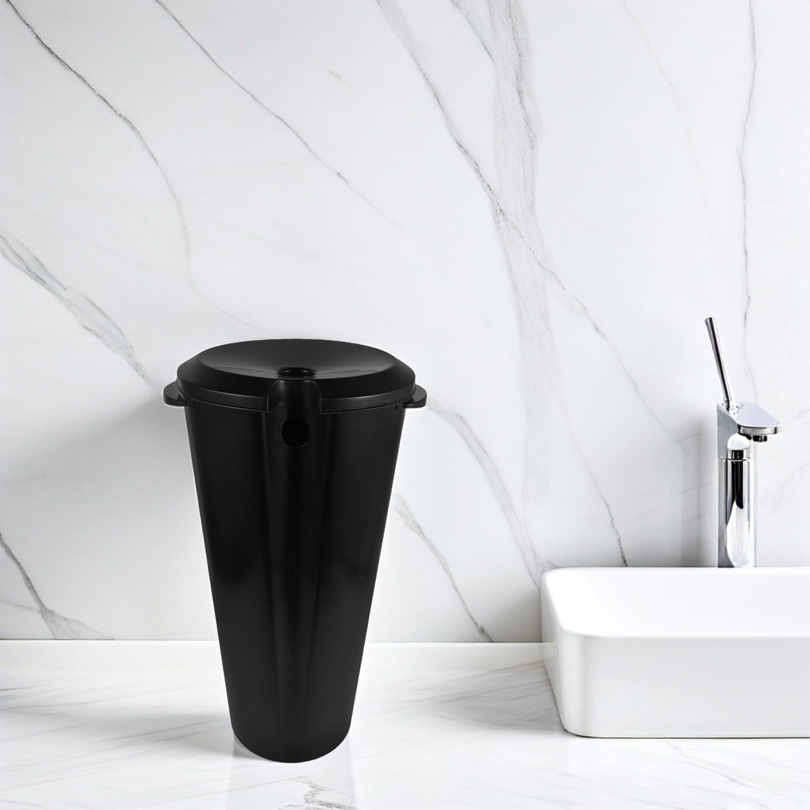 Lavacabezas Portátil de Plástico Negro 15l Ligero y Compacto para Peluquería Móvil y Uso en Salón, Tamaño 47x24x22 Cm