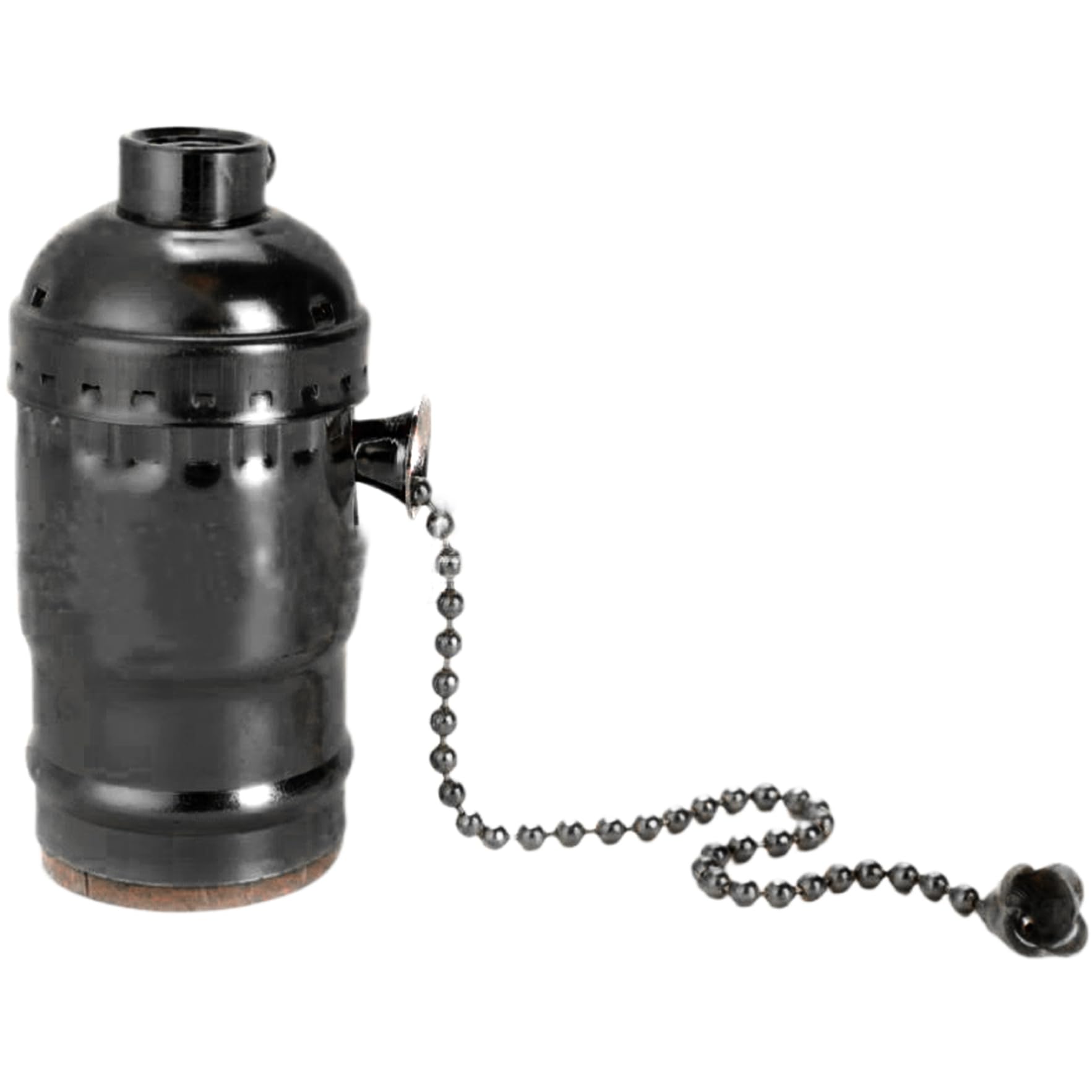 Ngbbby Pull Chain Light Socket Screw Thread Lamp Socket with Pull Chain Black for E26 E27