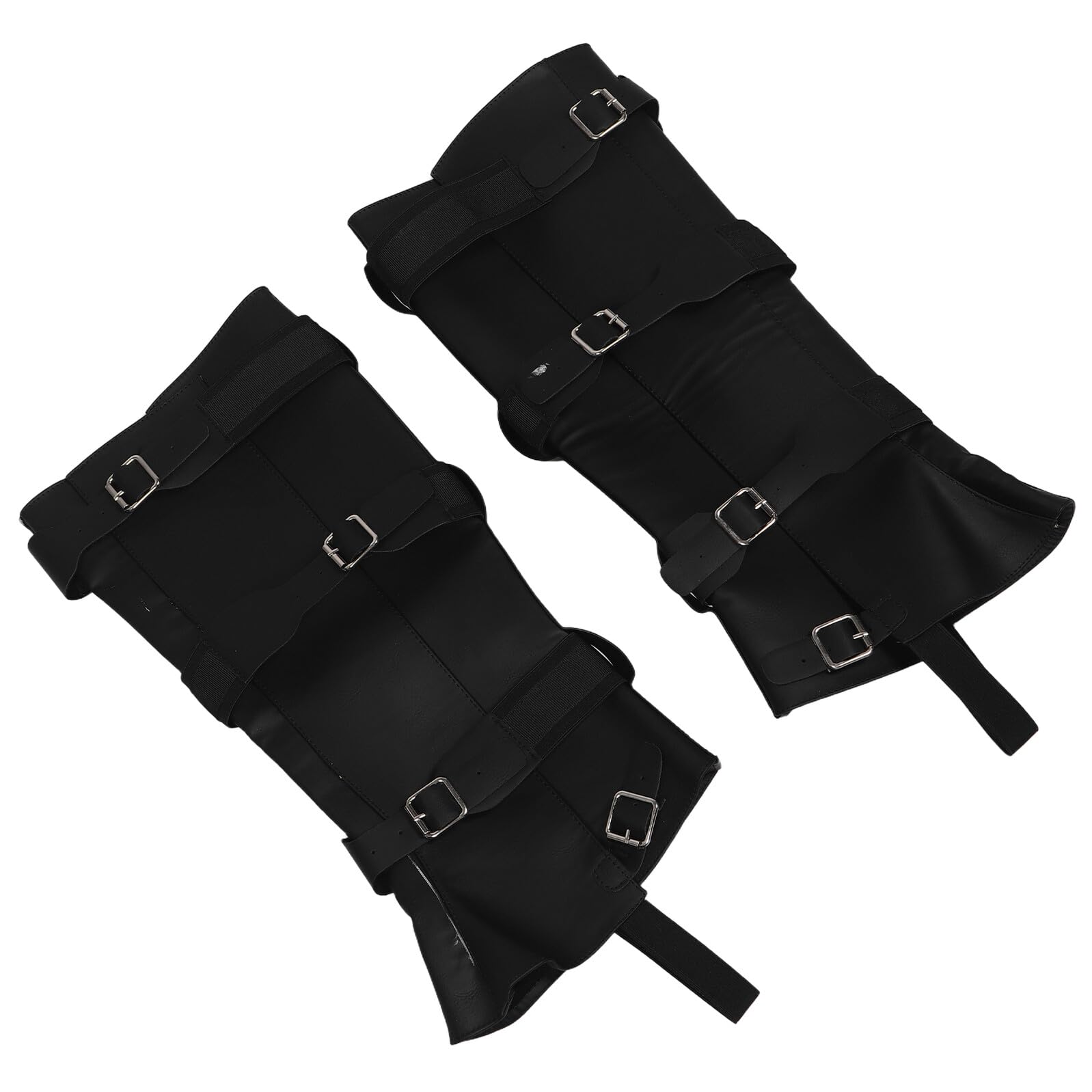 Abaodam Cubrezapatos Medievales Ajustables de Piel Sintética Negra Polainas Renacentistas Unisex 40 CM para Disfraz Pirata Steampunk y Cosplay Histórico