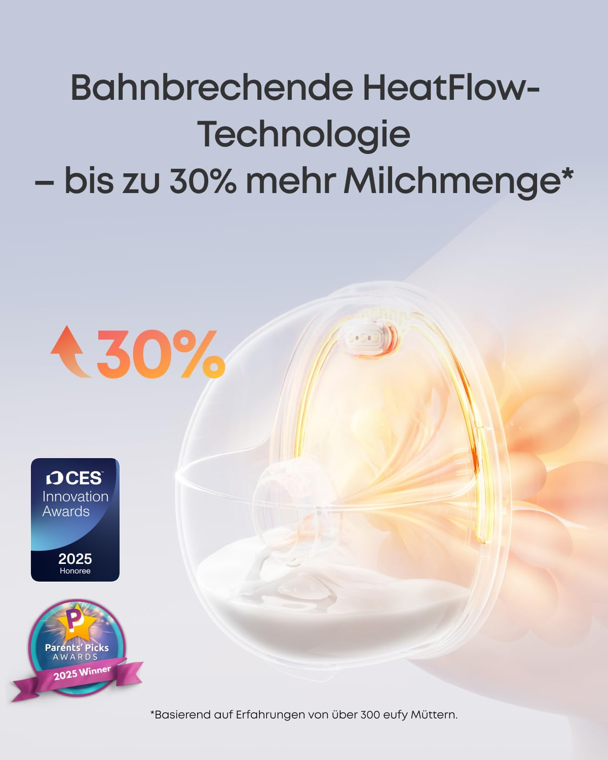 eufy Security Tragbare Milchpumpe S1, Freihändige Elektrische Milchpumpe mit Wärmefunktion, App-Gesteuerter Smart-Rhythmus, Krankenhausqualität Saugkraft
