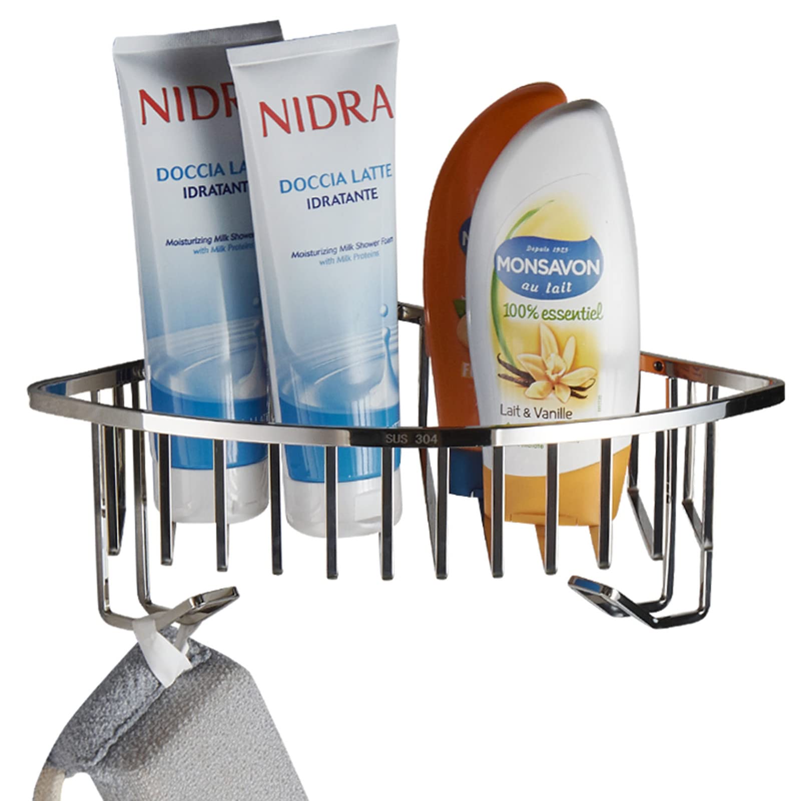 ZTIMEEBL Shower Caddy Corner Shelves No Drilling Caddie Wall Mount with Hook Adhesive Stainless Steel for Kitchen Toilet