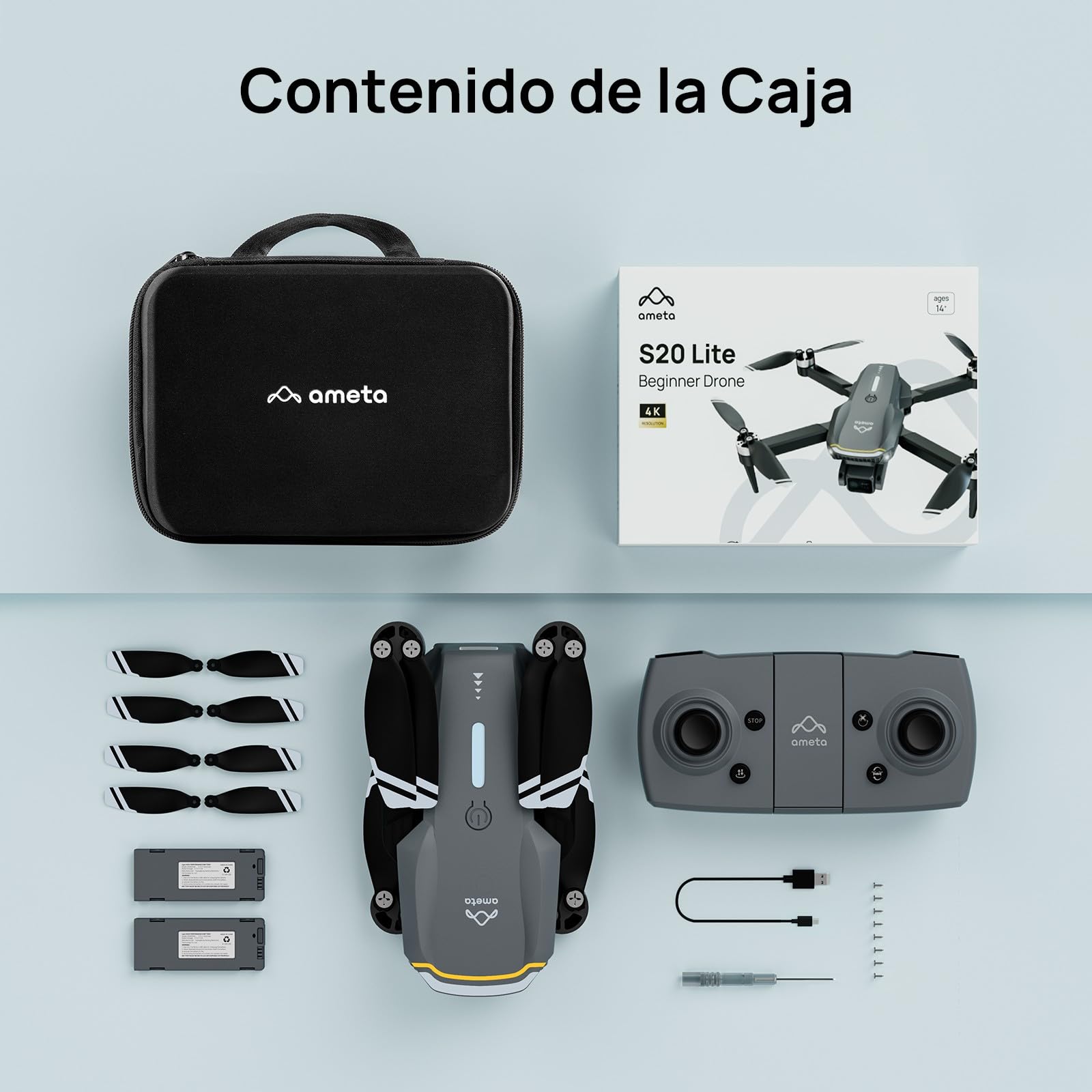 Ameta Drones con Camara 4K para Adultos, S20 Lite Dron para Niños Motor Brushless, Mini Drone FPV con 36min de Vuelo/Altitud Retención/Vuelo Círculo, Juguetes Regalo para Niños, Menos de 249g