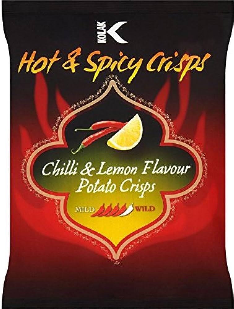 Kolak Hot and Spicy Chilli Lemon Flavour Potato Crisps, 85g (Pack of 12) - Zesty Indian Snack | Premium Quality | Crunchy and Flavorful