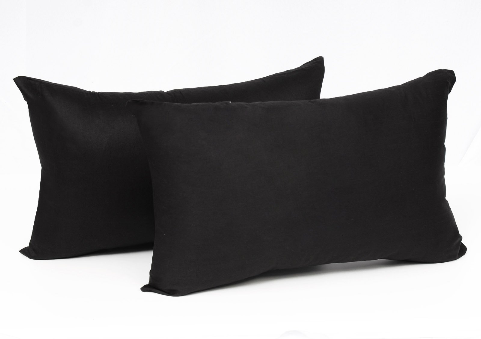WOLTU 2X Funda de Cojín 100% Algodón con Cremallera Juego de 2 Funda de Cojín Funda de Almohada Funda de Paquete Doble,30x50 cm Negro