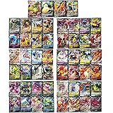  CaCaCook Pokemon Karten, 60 Stück GX Sammelkarten, Karten GX Vmax, Cartoon-Spielkarte, Verschiedene Karten Seltene Karten mit 60V (48V+12Vmax), Sammlungsgeschenk für Kinder Anime-Fans