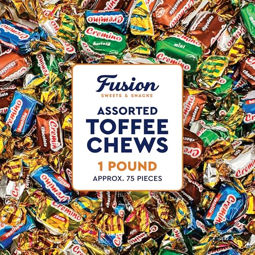Toffee Candy Assorted - 1 Pound Bulk Chews (About 75 Pieces), Toffee Candy Individually Wrapped - Five Delicious Flavors Vanilla, Chocolate, Coffee, Rum & Mint