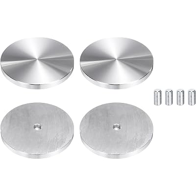 uxcell 4Pcs Round Shape Aluminum Disc, M10 Thread 80mm Diameter Aluminum Circle Disc Glass Top Adapter for Glass Table Furniture Coffee Tables, Silver