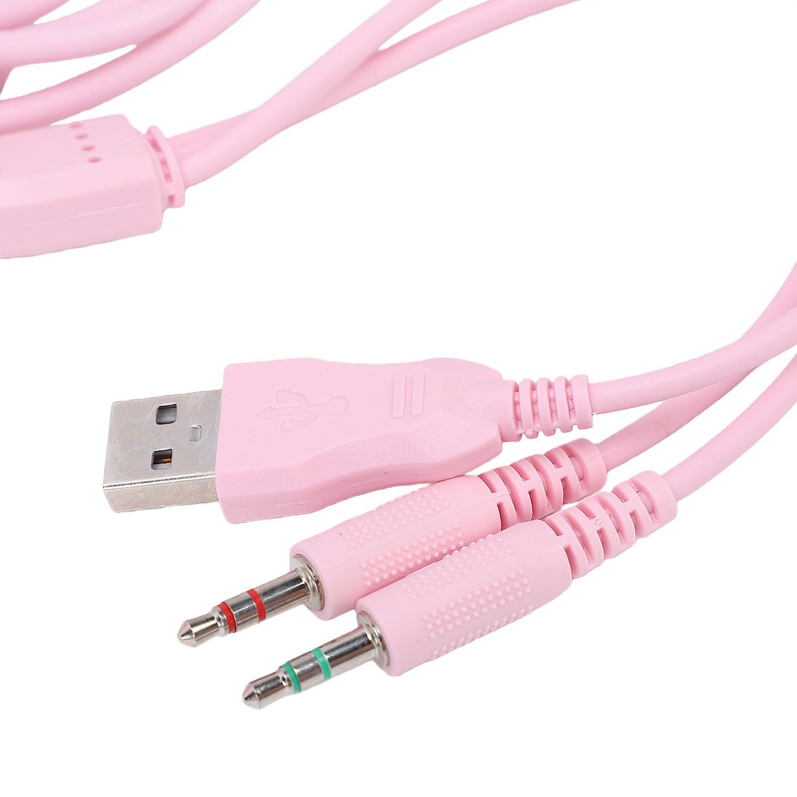 Casque de jeu filaire 3,5 mm 7.1 son surround RVB avec microphone antibruit, pilote de 50 mm, coussinets d'oreille en mousse à mémoire de forme pour PC Switch (rose)