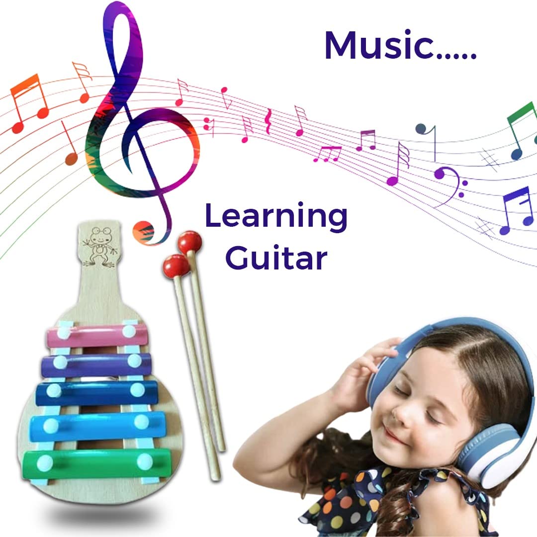 TOODLES Learnings Guitar Shaped Xylophone for Kids | Colorful Musical Instrument with Metal Keys | Creative Music Learning Activity for Boys & Girls 3+ Years 1