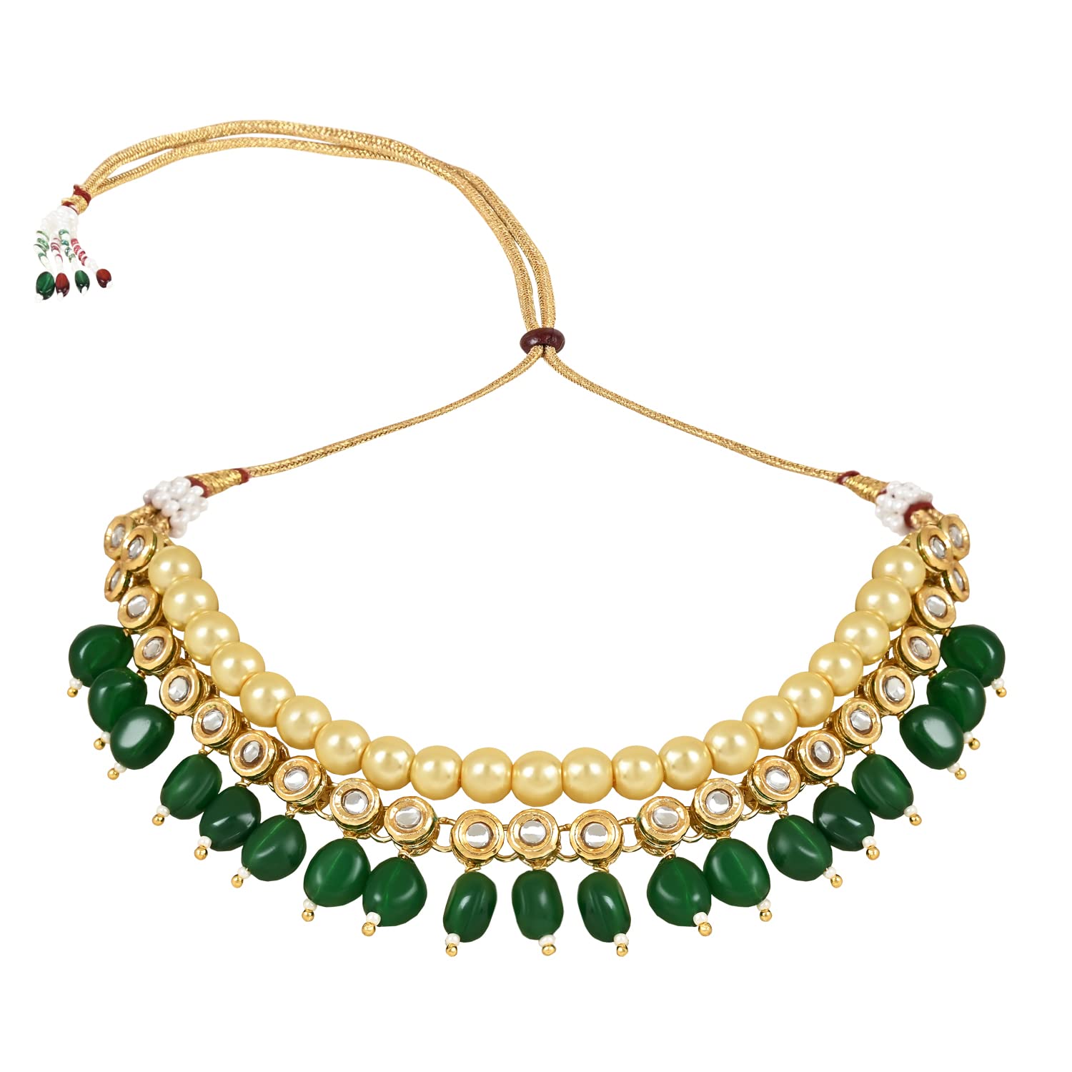 Traditional Kundan Studed Pearls Choker Necklace Set