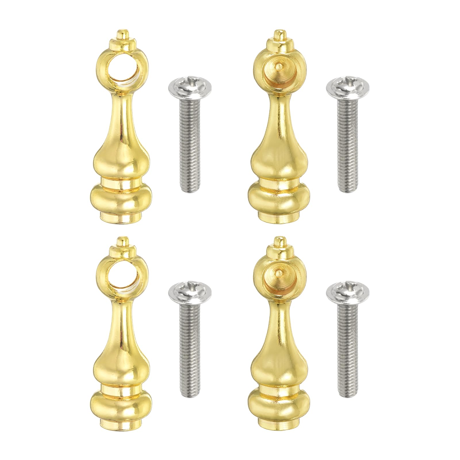 sourcing map 4 Pcs Metal Gallery Rail Post, Shelf Rail Connectors with Screws, Glass Railing Post End Caps for Gallery, Shelves, Cabinets, Cart Spindles, Gold