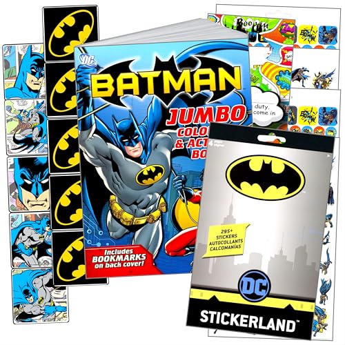 Image of Bendon Batman Coloring Book Set for Kids with Batman Stickers, Reward Sticker Set, 2-Sided Superhero Door Hanger, and More